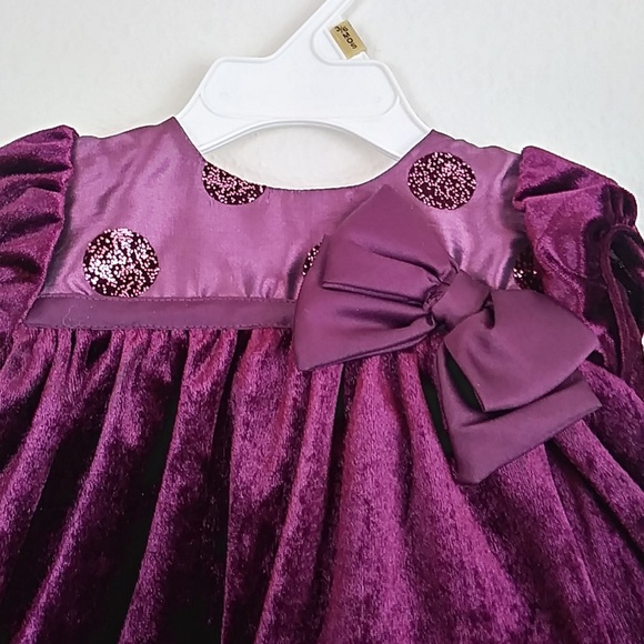 Bonnie Baby purple velvet dress - Picture 3 of 6